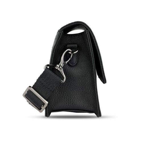 Сумка через плечо женская BUGATTI Elsa, чёрная, воловья кожа/полиэстер, 18,5х8,5х14,5 см