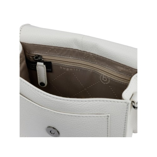 Сумка через плечо женская BUGATTI ЭЛЬЗА | ELSA, белая, воловья кожа/полиэстер, 18,5х8,5х14,5 см