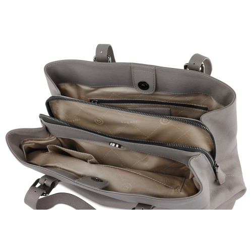 Сумка женская BUGATTI БЕЛЛА | BELLA, бежевая, воловья кожа/полиэстер, 33х14х25 см