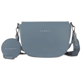 Сумка наплечная женская BUGATTI АЛМАТА | ALMATA, с кошельком, голубая, полиуретан, 27х6х18,5 см