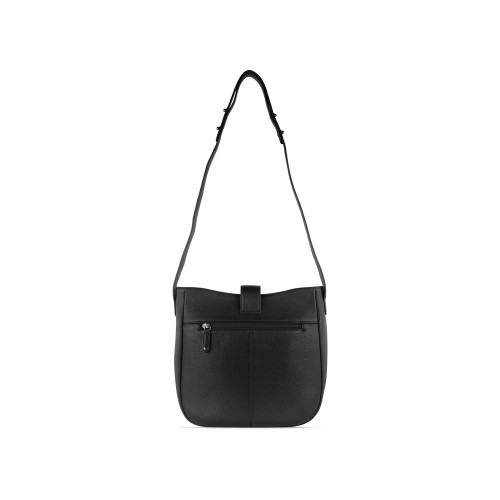 Сумка женская BUGATTI ЭЛЬЗА | ELSA, чёрная, воловья кожа/полиэстер, 29х8х27 см