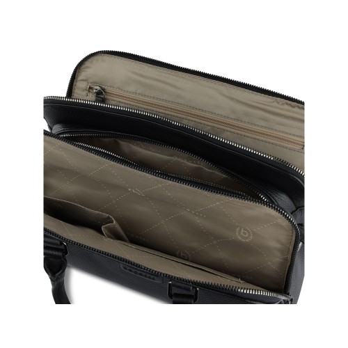 Сумка женская BUGATTI ЭЛЬЗА | ELSA, чёрная, воловья кожа/полиэстер, 32х13х22 см