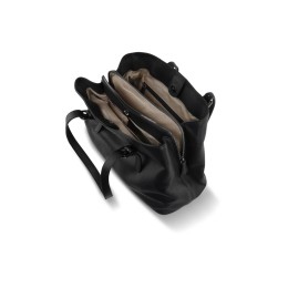 Сумка женская BUGATTI БЕЛЛА | BELLA, чёрная, воловья кожа/полиэстер, 33х14х25 см