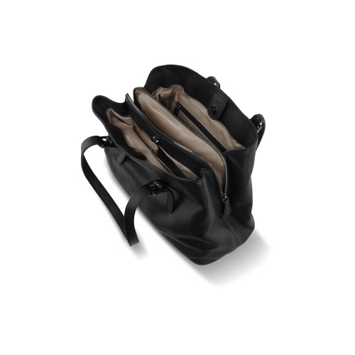 Сумка женская BUGATTI БЕЛЛА | BELLA, чёрная, воловья кожа/полиэстер, 33х14х25 см