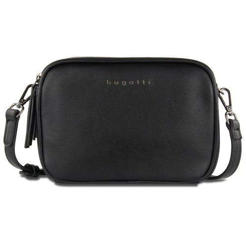 Сумка кросс-боди женская BUGATTI АЛМАТА | ALMATA, чёрная, полиуретан, 21,5х6х15 см