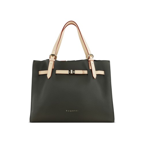 Сумка наплечная женская BUGATTI ЭЛЛА | ELLA, оливковая, полиуретан, 37,5х13,5х28 см