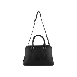 Сумка женская BUGATTI ЭЛЬЗА | ELSA, чёрная, воловья кожа/полиэстер, 32х13х22 см