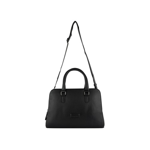 Сумка женская BUGATTI ЭЛЬЗА | ELSA, чёрная, воловья кожа/полиэстер, 32х13х22 см