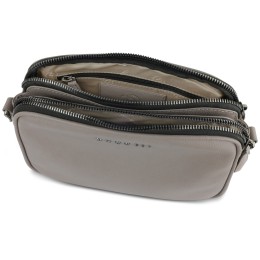 Сумка кросс-боди женская BUGATTI БЕЛЛА | BELLA, бежевая, воловья кожа/полиэстер, 22х6х15,5 см