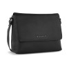 Сумка наплечная женская BUGATTI БЕЛЛА | BELLA, чёрная, воловья кожа/полиэстер, 25х8х20 см