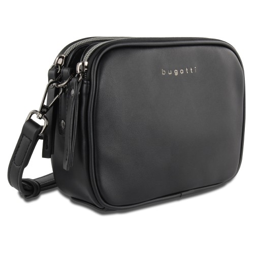 Сумка кросс-боди женская BUGATTI АЛМАТА | ALMATA, чёрная, полиуретан, 21,5х6х15 см