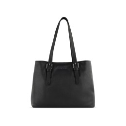 Сумка женская BUGATTI БЕЛЛА | BELLA, чёрная, воловья кожа/полиэстер, 33х14х25 см