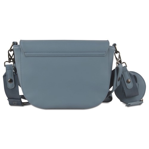 Сумка наплечная женская BUGATTI АЛМАТА | ALMATA, с кошельком, голубая, полиуретан, 27х6х18,5 см