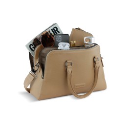 Сумка женская BUGATTI ЭЛЬЗА | ELSA, песочного цвета, воловья кожа/полиэстер, 32х13х22 см