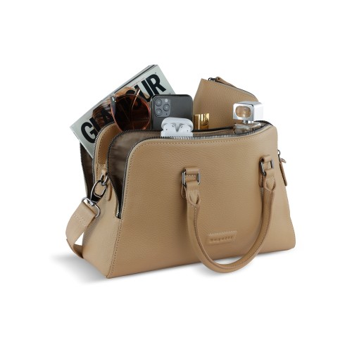 Сумка женская BUGATTI ЭЛЬЗА | ELSA, песочного цвета, воловья кожа/полиэстер, 32х13х22 см