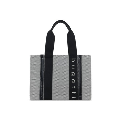 Сумка-тоут женская BUGATTI АМБРА | AMBRA, серо-черный цвет, хлопок/полиэстер, 36,5х19х27 см