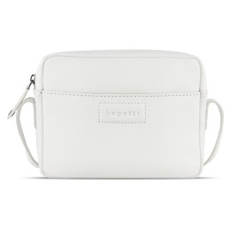 Сумка кросс-боди женская BUGATTI ЭЛЬЗА | ELSA, белая, воловья кожа/полиэстер, 19х5,5х14 см