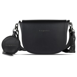 Сумка наплечная женская BUGATTI АЛМАТА | ALMATA, с кошельком, чёрная, полиуретан, 27х6х18,5 см
