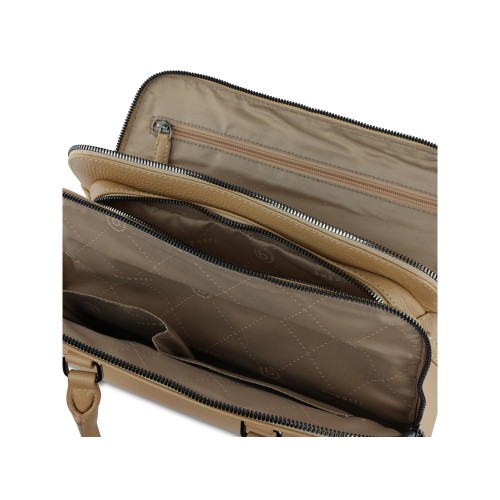 Сумка женская BUGATTI ЭЛЬЗА | ELSA, песочного цвета, воловья кожа/полиэстер, 32х13х22 см