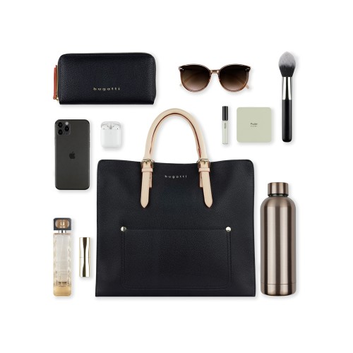 Сумка-шоппер BUGATTI ЭЛЛА | ELLA, черная, полиуретан, 37х12х31 см