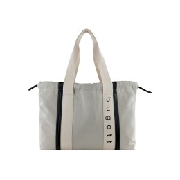 Сумка-шоппер женская BUGATTI АМБРА | AMBRA, бежево-черный цвет, хлопок/полиэстер, 45х10х34 см