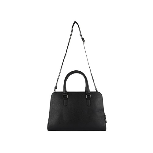 Сумка женская BUGATTI ЭЛЬЗА | ELSA, чёрная, воловья кожа/полиэстер, 32х13х22 см