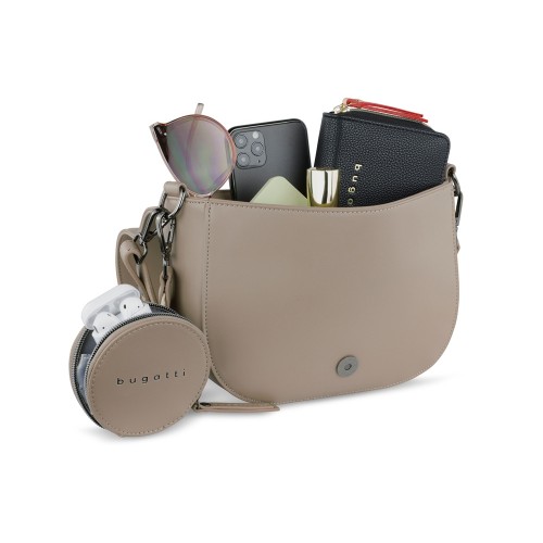 Сумка наплечная женская BUGATTI АЛМАТА | ALMATA, с кошельком, песочная, полиуретан, 27х6х18,5 см