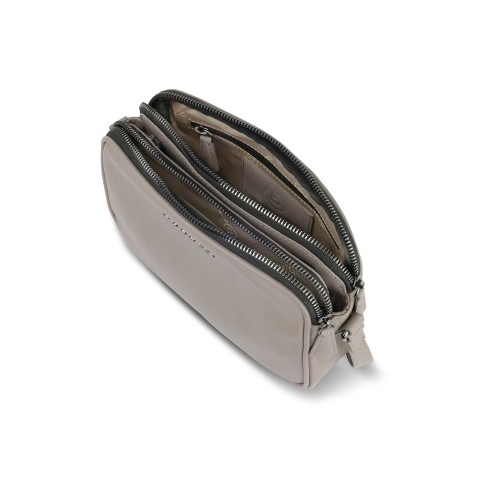 Сумка кросс-боди женская BUGATTI БЕЛЛА | BELLA, бежевая, воловья кожа/полиэстер, 22х6х15,5 см