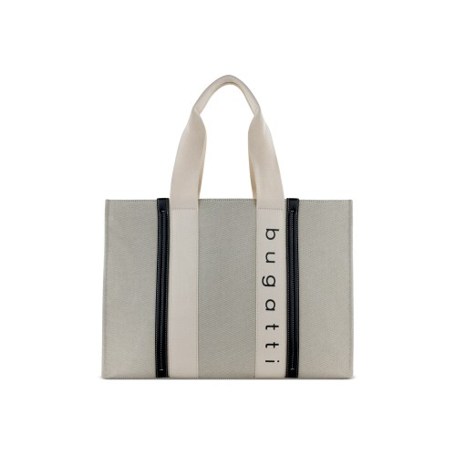 Сумка-тоут женская BUGATTI АМБРА | AMBRA, бежево-черный цвет, хлопок/полиэстер, 45х14х32 см