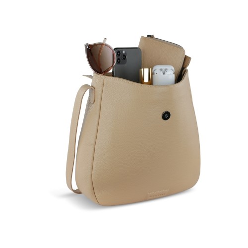 Сумка женская BUGATTI ЭЛЬЗА | ELSA, песочного цвета, воловья кожа/полиэстер, 29х8х27 см