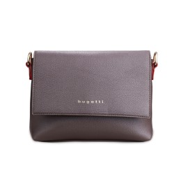 Сумка наплечная женская BUGATTI ЭЛЛА | ELLA, тёмно-коричневая, полиуретан, 27х9х20,5 см