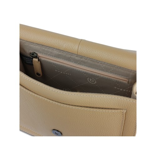 Сумка через плечо женская BUGATTI ЭЛЬЗА | ELSA, песочного цвета, воловья кожа/полиэстер, 25х8,5х20 см