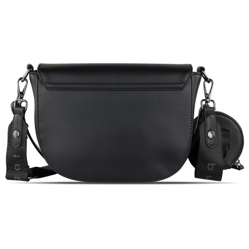 Сумка наплечная женская BUGATTI АЛМАТА | ALMATA, с кошельком, чёрная, полиуретан, 27х6х18,5 см