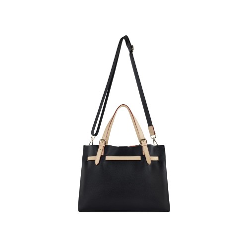 Сумка наплечная женская BUGATTI ЭЛЛА | ELLA, черная, полиуретан, 37,5х13,5х28 см