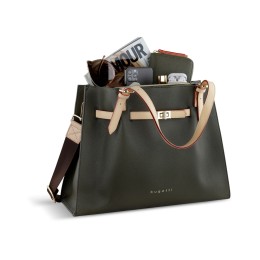 Сумка наплечная женская BUGATTI ЭЛЛА | ELLA, оливковая, полиуретан, 37,5х13,5х28 см