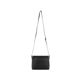 Сумка наплечная женская BUGATTI БЕЛЛА | BELLA, чёрная, воловья кожа/полиэстер, 25х8х20 см