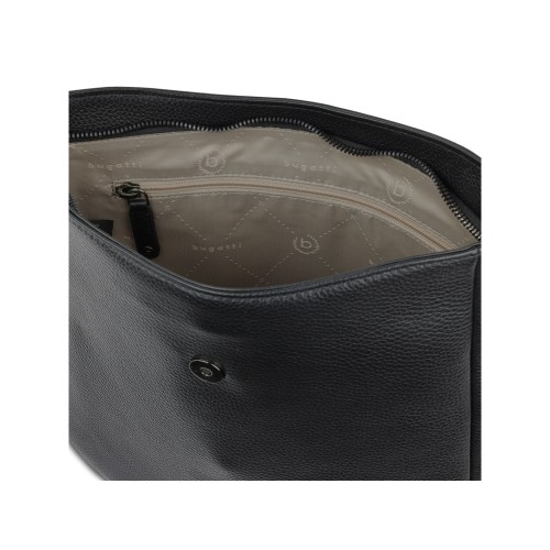 Сумка женская BUGATTI ЭЛЬЗА | ELSA, чёрная, воловья кожа/полиэстер, 29х8х27 см