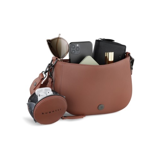 Сумка наплечная женская BUGATTI АЛМАТА | ALMATA, с кошельком, абрикосовая, полиуретан, 27х6х18,5 см
