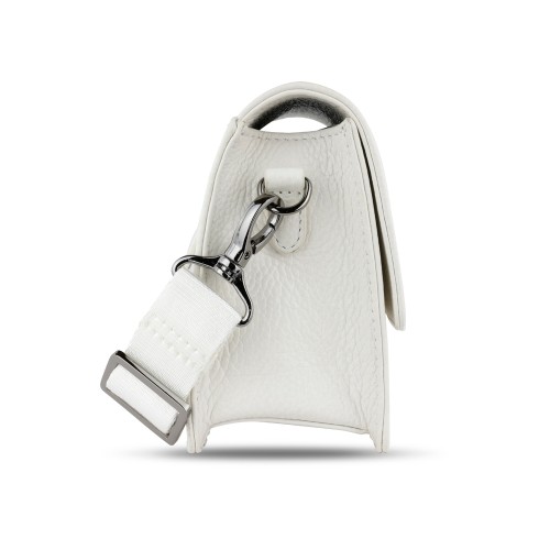 Сумка через плечо женская BUGATTI ЭЛЬЗА | ELSA, белая, воловья кожа/полиэстер, 18,5х8,5х14,5 см