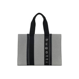 Сумка-тоут женская BUGATTI АМБРА | AMBRA, серо-черный цвет, хлопок/полиэстер, 45х14х32 см