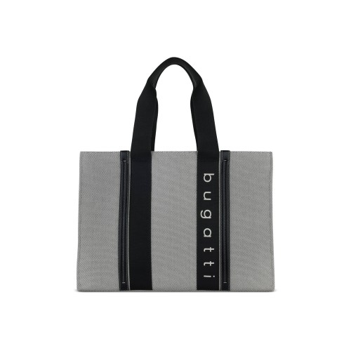 Сумка-тоут женская BUGATTI АМБРА | AMBRA, серо-черный цвет, хлопок/полиэстер, 45х14х32 см