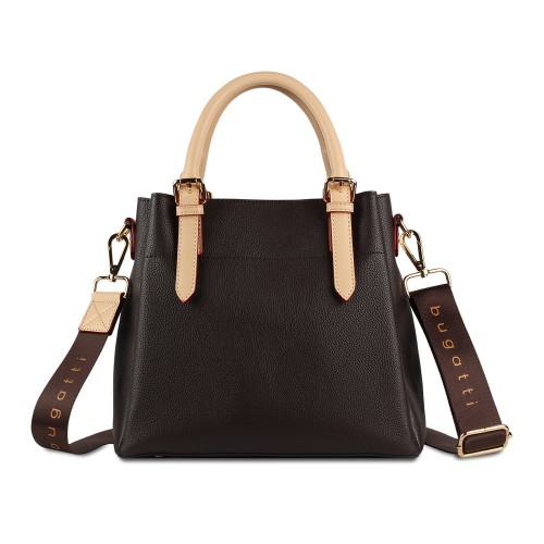 Сумка женская BUGATTI ЭЛЛА | ELLA, тёмно-коричневая, полиуретан, 27х12х23,5 см