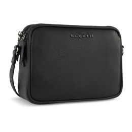 Сумка кросс-боди женская BUGATTI БЕЛЛА | BELLA, чёрная, воловья кожа/полиэстер, 22х6х15,5 см