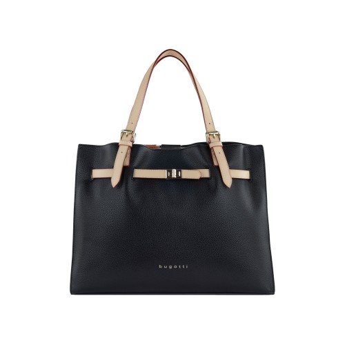 Сумка наплечная женская BUGATTI ЭЛЛА | ELLA, черная, полиуретан, 37,5х13,5х28 см