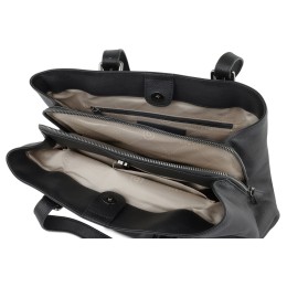 Сумка женская BUGATTI БЕЛЛА | BELLA, чёрная, воловья кожа/полиэстер, 33х14х25 см