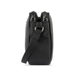 Сумка кросс-боди женская BUGATTI БЕЛЛА | BELLA, чёрная, воловья кожа/полиэстер, 22х6х15,5 см