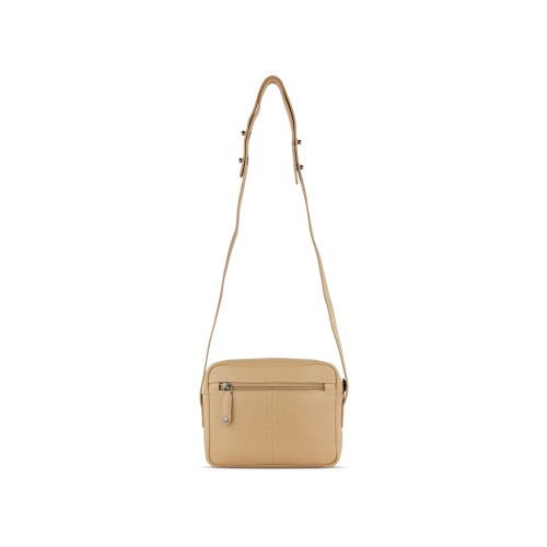 Сумка кросс-боди женская BUGATTI ЭЛЬЗА | ELSA, песочного цвета, воловья кожа/полиэстер, 19х5,5х14 см
