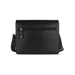 Сумка через плечо женская BUGATTI ЭЛЬЗА | ELSA, чёрная, воловья кожа/полиэстер, 25х8,5х20 см