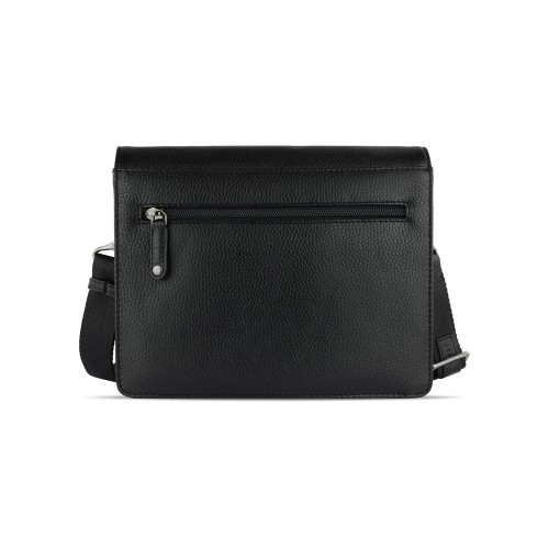 Сумка через плечо женская BUGATTI ЭЛЬЗА | ELSA, чёрная, воловья кожа/полиэстер, 25х8,5х20 см