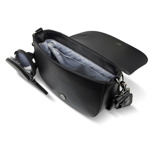 Сумка наплечная женская BUGATTI АЛМАТА | ALMATA, с кошельком, чёрная, полиуретан, 27х6х18,5 см